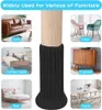 Collage showcasing furniture leg protectors on various pieces of furniture. Produktbild-Vorschau