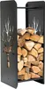 A black metal firewood rack filled with logs, shown against a white background. Voir les images du produit