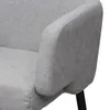 Close-up of the armrest and side of a gray fabric chair. Náhled obrázku produktu