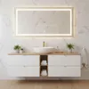 A modern bathroom vanity with a sink and mirror. Produktbild-Vorschau