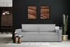 A modern living room with a gray sofa, two wooden side tables, and a large cactus plant. Produktbild-Vorschau