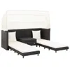 Ausziehbares 3-Sitzer-Schlafsofa mit Dach Poly Rattan Produktbild-Vorschau 2