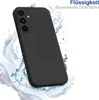 A black smartphone case is shown with water splashing around it, suggesting a water-repellent feature. Produktbild-Vorschau