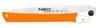 A folding saw with an orange handle and a silver blade, shown against a white background. Produktbild-Vorschau