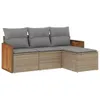 4-tlg. Garten-Sofagarnitur mit Kissen Beige Poly Rattan Produktbild-Vorschau 2