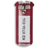 A close-up studio shot of a red key tag with a white label. Produktbild-Vorschau