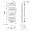 Technical drawing of a radiator with dimensions and connection details. Anteprima dell’immagine prodotto