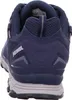 The back view of a blue and gray hiking shoe. Produktbild-Vorschau