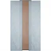 A set of three panel curtains with a light blue background and a brown center panel, featuring a delicate white floral pattern. Anteprima dell’immagine prodotto