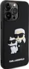A black iPhone case with a 3D Karl Lagerfeld and cat design. Produktbild-Vorschau