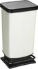 A cream-colored trash can with a black lid and base, shown on a white background. Produktbild-Vorschau
