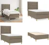 vidaXL Boxspringbett mit Matratze Taupe 90x190 cm Stoff - Produktbild-Vorschau 1