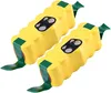 Two yellow rechargeable batteries with green accents and black connectors. Produktbild-Vorschau