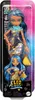 A Monster High doll, Cleo De Nile, is displayed in its retail packaging. The packaging features a split background of black and pink with colorful graphics and text. Anteprima dell’immagine prodotto