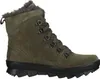 A single green suede boot with gray fur trim and black laces is shown against a white background. Produktbild-Vorschau