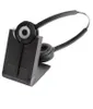 A black wireless headset and its charging dock are shown against a white background. Produktbild-Vorschau