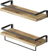 Relaxdays Wandregal, 2-tlg. Set, Holz & Metall, Fallschutz, Produktbild-Vorschau 1