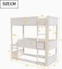 A diagram of a white bunk bed with dimensions labeled in centimeters. Podgląd zdjęcia produktu