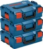 Three stacked blue toolboxes with orange latches and black handles. Produktbild-Vorschau