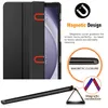 A black tablet case with magnetic closure features highlighted. Produktbild-Vorschau