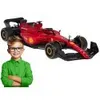 A child stands next to a red remote-controlled race car. Podgląd zdjęcia produktu