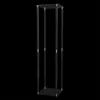 A clear, professional studio shot of a tall, transparent acrylic flower stand against a black background. Voir les images du produit