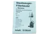 A flyer or packaging insert for vacuum cleaner filter bags. Produktbild-Vorschau