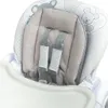 Close-up of a baby high chair seat with a gray cushion and a pattern of teddy bears and hearts. Produktbild-Vorschau