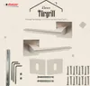 A marketing image showcasing a door handle set and its components, with text and graphics. Produktbild-Vorschau