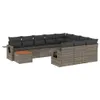vidaXL 11-tlg. Garten-Sofagarnitur mit Kissen Grau Poly Produktbild-Vorschau 1