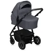A studio shot of a gray and black baby stroller. Produktbild-Vorschau