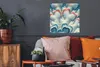 MuchoWow® Poster Ein weiß-blaues Blumenmuster 50x50 cm - Produktbild-Vorschau 2