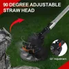 A close-up of a grass trimmer head with a circular saw blade, set against a green grassy background with rocks. Produktbild-Vorschau
