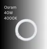 A circular fluorescent light bulb is shown against a gradient background. Produktbild-Vorschau