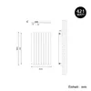 Technical drawing of a radiator with dimensions and power rating. Podgląd zdjęcia produktu