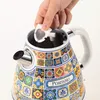 A hand is inserting a filter into a decorative electric kettle. Náhled obrázku produktu