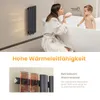 A woman and a baby in a bathroom with a radiator. Voir les images du produit
