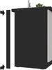 A black kitchen cabinet side panel with arrows indicating it is being attached. Produktbild-Vorschau