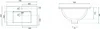 Technical drawing with dimensions of a rectangular sink. Anteprima dell’immagine prodotto