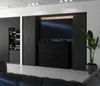 A modern living room featuring a black matte dresser with an integrated television and a wine cabinet. Produktbild-Vorschau