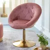 WOHNLING Lounge chair velvet pink / gold design otočná Náhled obrázku produktu 1