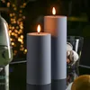 LED Stumpenkerze MIA - Kunststoff - realistische 3D Flamme - H: 15cm - outdoor - grau Produktbild-Vorschau
