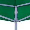 Close-up view of the internal structure of a green party tent, showing the metal frame and fabric. Podgląd zdjęcia produktu