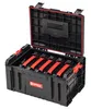 A black tool case with red accents, open to reveal multiple compartments. Anteprima dell’immagine prodotto