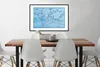MuchoWow® Gerahmtes Poster Weltkarte - Blau - Linien 90x60 Produktbild-Vorschau 3
