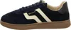 Side view of a navy blue Gant sneaker with cream stripes and a brown sole. Anteprima dell’immagine prodotto