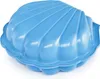 A blue plastic shell-shaped sandbox or water play container. Produktbild-Vorschau