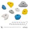 A collection of climbing holds and hardware on a white background. Náhľad obrázku produktu