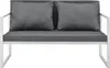 A studio shot of a gray outdoor bench with white metal legs. Anteprima dell’immagine prodotto