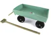 A green toy wagon and a tan handle are displayed on a white background. Produktbild-Vorschau